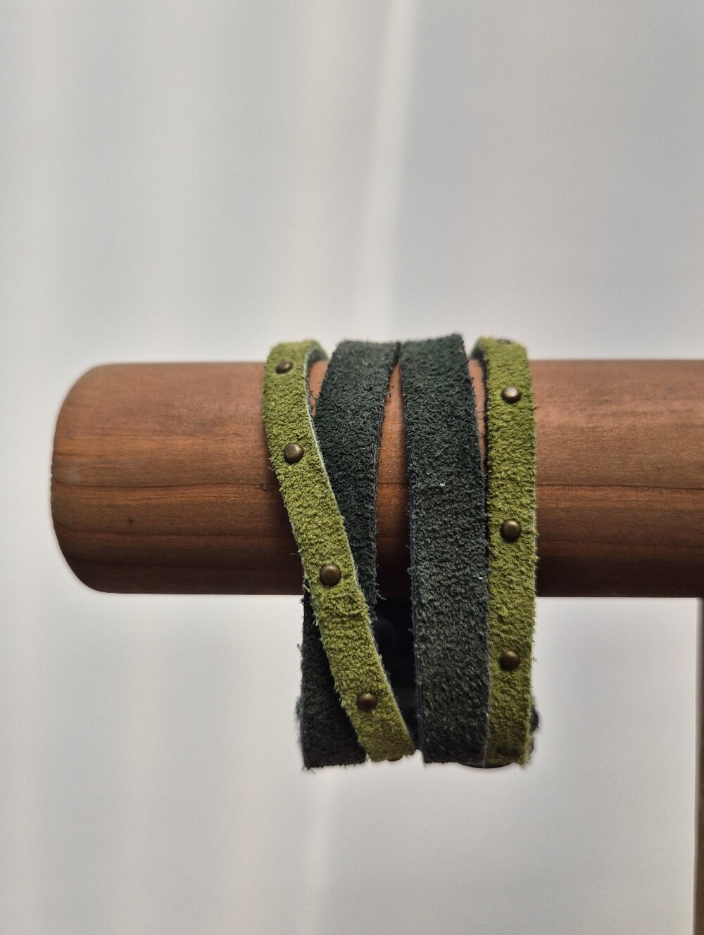 Leatherock Green Suede Studded Multi Strand Wrap Bracelet Boho Layered Cuff Soft